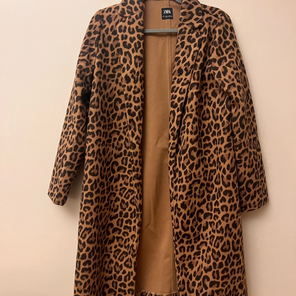 Zara Leopard Print Trench Coat in Brown and Black